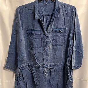 Old Navy Blue Button-Up Shirt Dress